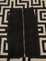 River Island Black Denim Pencil Skirt With Front Zip Up Size 8uk Express... - £17.98 GBP