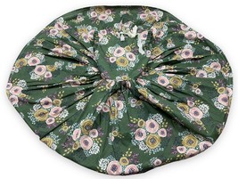 Handmade Green Floral Sleeveless Ruffle Circle Dress Lace Bow Button Bac... - £18.26 GBP