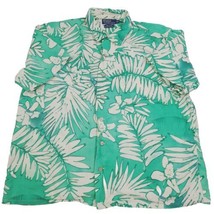 Polo Ralph Lauren Linen Blend Andy Camp Hawaiian Shirt Men XL Green White VTG - £37.18 GBP
