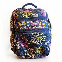 Vera Bradley African Violet Campus Backpack Large Retired Blue Purple Zippers - $29.02