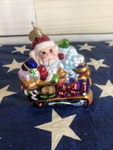 Christopher Radko Christmas Santa train Ceramic Ornament - £23.65 GBP