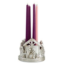 NEW Advent Wreath Nativity Scene Resin WITH 10&quot; Candle Set Christmas Hol... - £35.96 GBP