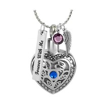 Blue Crystal Floral Heart Ash Pendant - Love Charms™ Option - $29.95