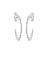 Light Blue Ceramic &amp; LabGrown Diamond Hoop Earrings For Women In Sterlin... - $407.87 CAD