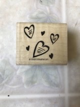 1998 Stampin Up Scattered Hearts Wooden Rubber Stamp - £7.38 GBP