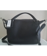 NINE WEST Large Satchel Crossbody Black Double-Top-Handle Zip Vegan Leat... - $44.81 CAD