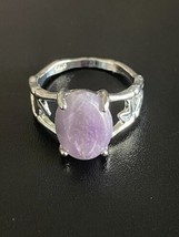 Oval Purple Amethyst S925 Silver Plated Women Statement Ring Size 9 - £11.74 GBP