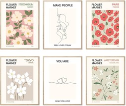 Hoozgee Flower Market Poster Botanical Decor Minimalist Wall, 8&quot;X10&quot; Unframed - £30.08 GBP