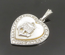 THEDA 925 Sterling Silver - Vintage Mother Of Pearl US Navy Pendant - PT19989 - £36.65 GBP