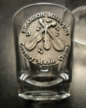Branson Missouri Shot Glass Country Music Capitol Metal Emblem on Clear Glass - £6.38 GBP