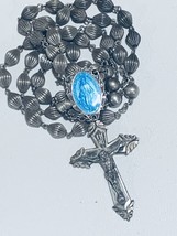 Antique Sterling Silver Enamel Fluted Striped Sterling Beads Rosary  14”+6” - $6,424.81 MXN