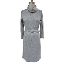 VTG 70s Cheekaberry Heathered Gray Knit Dress Vest Belt Blue Trim M/L - $77.22