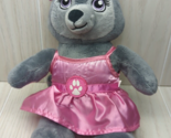Build a Bear Great Wolf Lodge Violet 11&quot; Plush wears pink satin dress - $14.84