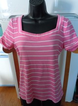 American Living Pink Stripe Top Size M - $114.02 MXN
