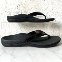 Vionic Tide II Toe Post Sandals Orthotic Black Textile/Patent Leather-Wo... - $75.95