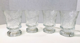 Vintage Tiara Exclusive Indiana Glass Ponderosa Pine Set Of 4 Pedestal Glasses - £19.91 GBP