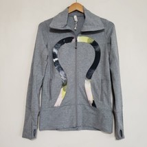 Lululemon In Stride Jacket Gray Citron Watercolor Womens 6 Full Zip - £23.80 GBP