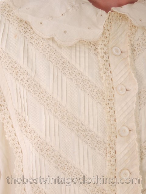 ANtique Rare Fancy Victorian Whites VTG Wedding Trousseau Set  5 PC  Sz Large Item image 13