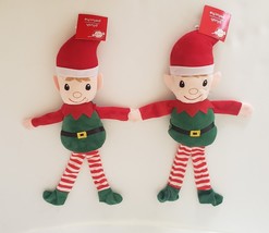 NWT Christmas House Pair of 2 Plush Elves Elf Shelf Sitters Red Green - £7.17 GBP