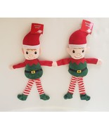 NWT Christmas House Pair of 2 Plush Elves Elf Shelf Sitters Red Green - £7.00 GBP