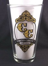 Pint beer glass Circus Circus Reno Nevada gold &amp; black on clear - £7.40 GBP