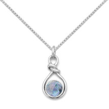 Authentic 925 Sterling Silver Round Roman Glass Knot Pendant Necklace 16&quot;-24&quot; - £78.02 GBP+