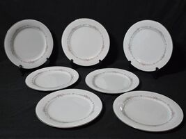 Vintage NORITAKE 10.5&quot; Dinner Plate ROSEPOINT Floral Platinum Trim - Set... - $42.36 CAD