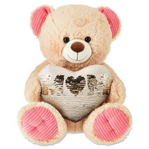 Way To Celebrate Mother’s Day &#39;Gold Sequin Heart&#39; Plush Bear - £28.48 GBP