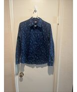 Lands&#39; End Blue with Christmas Trees All Over Button Up Long Sleeve Kids... - $19.42 CAD