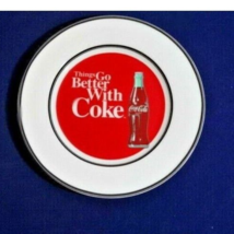 Coca Cola 60&#39;s Cafe 8-in Salad Dessert Plate Ceramic Coke Bottle Logo Red White - £11.04 GBP