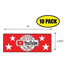 10 PACK 3.37&quot;x 9&quot; CERTIFIED YOUTUBE TINTER Sticker Decal BS0449 - £10.37 GBP