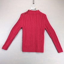 Croft &amp; Barrow Red Cable Knit Sweater Women&#39;s S Button Mock Neck Classic... - $460.26 MXN