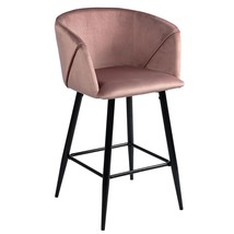 Set of Two 28" Gray And Black Velvet And Steel Bar Chairs - $313.49