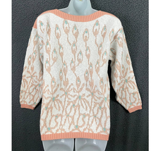 VTG Diane Von Furstenberg White Soft Pink Pullover Knit Sweater SMALL De... - £31.66 GBP