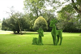 Outdoor Animal Cartoon Deer and Fawn Sitting and Standing Figures covered in Art - £2,516.33 GBP