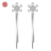 925 Sterling Silver beautiful stud earrings snowflake with Cubic Zirconia DLES98 - £10.95 GBP
