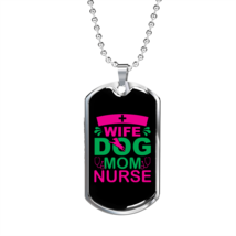 Wife Dog Mom Nurse Purple Necklace Stainless Steel or 18k Gold Dog Tag 24&quot; Chai - £38.11 GBP+