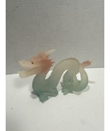 Vintage Green Dragon Resin? Clear Green Pink Chinese Statue Figurine  7”x5” - £38.32 GBP