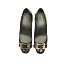 Gucci Black Patent Leather Gold Tone Bow Buckle Low Heel Pumps Shoes siz... - $173.25