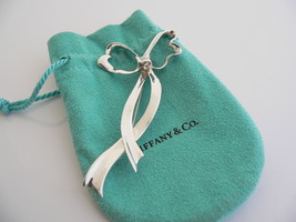 Tiffany &amp; Co Silver Large Ribbon Bow Brooch Pin Rare Love Gift Pouch  - $228.00