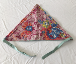 Handmade one of kind from recycled fabric triangle with ties head scarf ... - $27.03 CAD