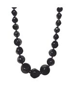 Vintage Dark Academia Black Jet Bead Necklace Chunky Faceted Glass Goth ... - $27.72