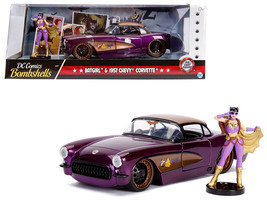 1957 Chevrolet Corvette Purple with Batgirl Diecast Figurine &quot;DC Comics Bombshel - £44.29 GBP