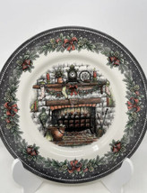 New Royal Stafford Christmas Eve Dinner Plates 11&quot; Set of 4 Fireplace Vi... - £58.98 GBP