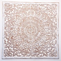 Hand Carved Wooden Mandala Wall Art - Unique Decorative Headboard Sculpture Larg - $629.90