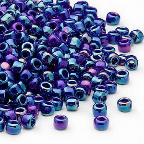 Matsuno 6/0, Metallic Blue Iris, Round Seed Bead, 50g glass beads, rocaille - $6.00