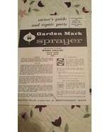 Vintage Montgomery Ward Garden Mark Sprayer Owner&#39;s Guide &amp; Repair Parts... - $6.66 CAD
