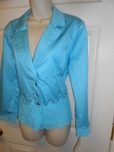  New Rafael size Large pretty turquoise Short Snap jacket Top Blazer NWT... - £17.40 GBP