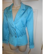  New Rafael size Large pretty turquoise Short Snap jacket Top Blazer NWT... - $22.26