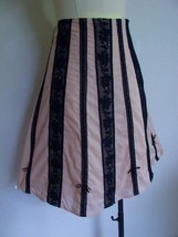 Anthropologie Odille A Line Skirt 12 Peach Pink w Black Crochet Trim &amp; Bows - $21.99